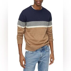 J. Crew Wool Blend Colourblock Crewneck Sweater Men’s Size S Preppy Casual